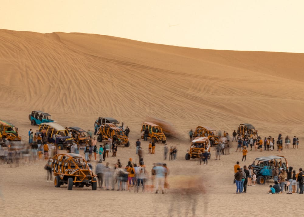 Dunebuggies at Huacachina oasis in Peru.
