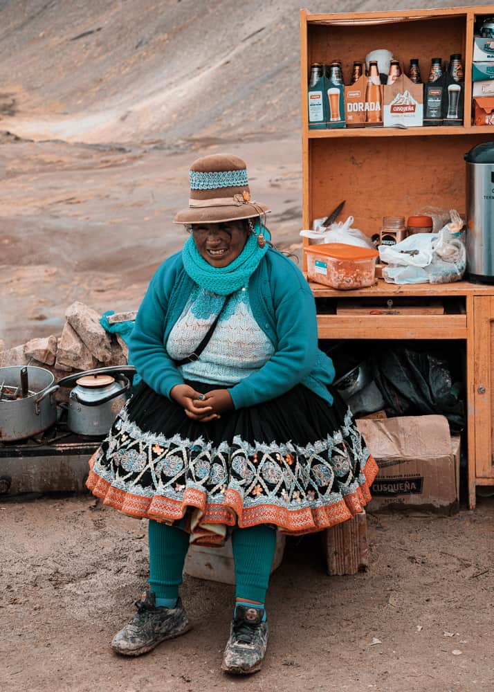 A local woman at Rainbow Mountain in Peru.