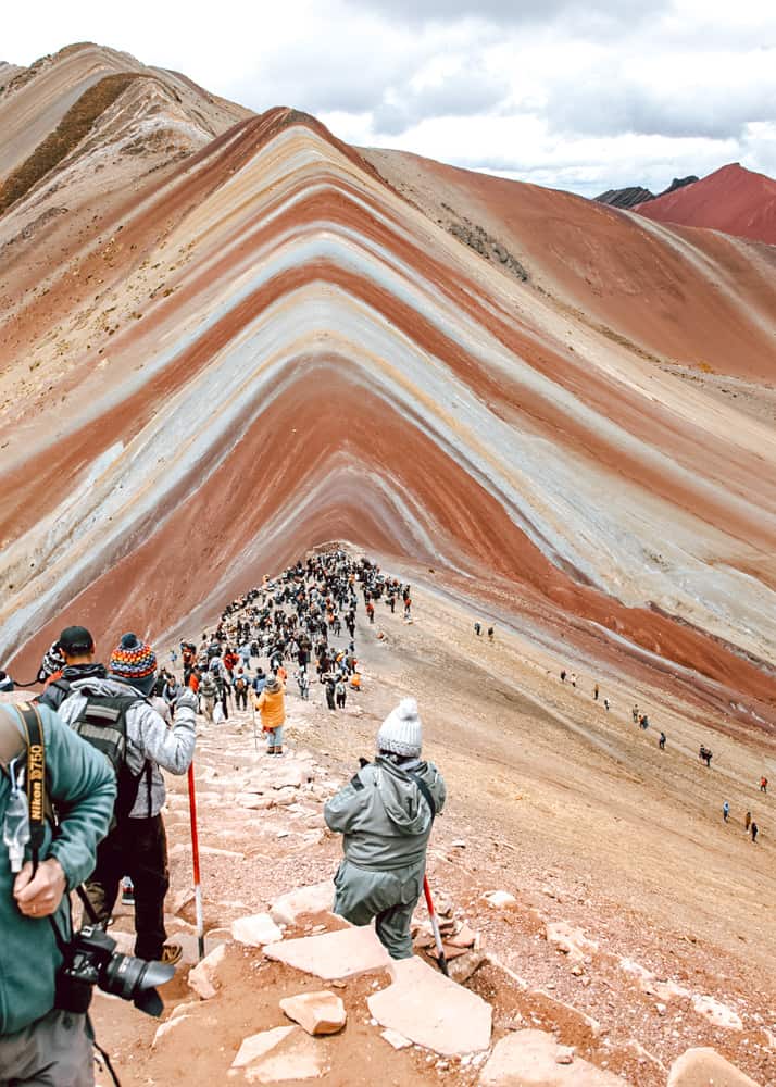 The viewpoint at Rainbow Mountain in Peru.