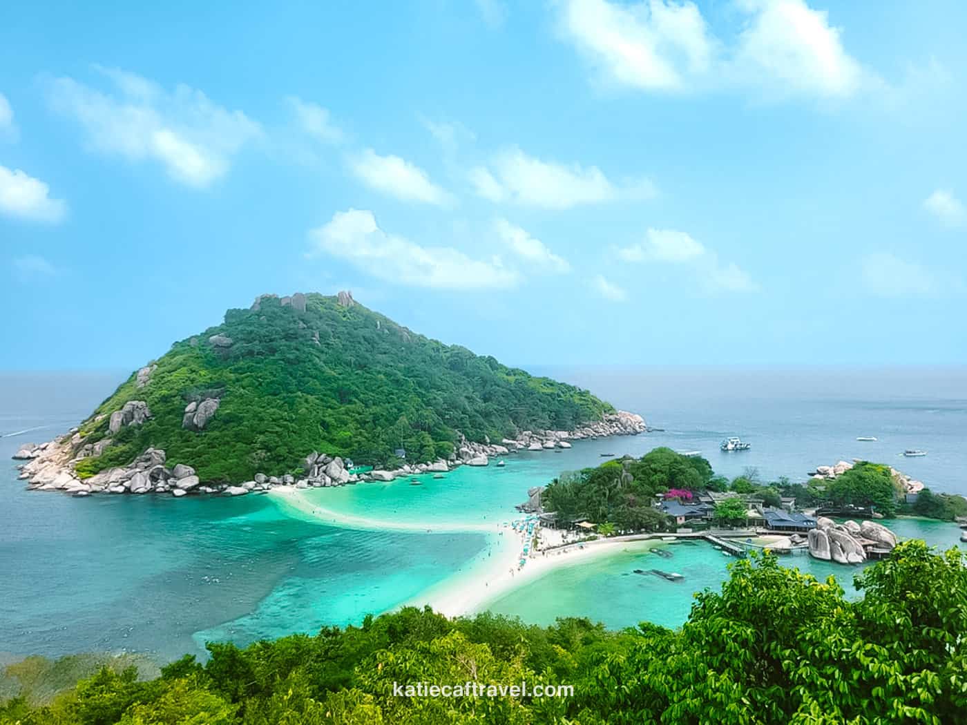 Koh Nang Yuan island in Thailand photographed from a viewpoint.